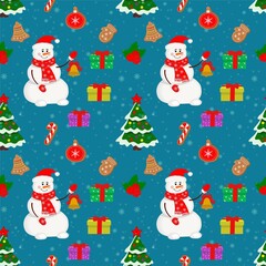 Christmas seamless pattern with snowman.