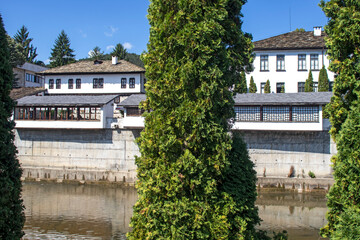 Panoramic view of center of town of Troyan, Bulgaria