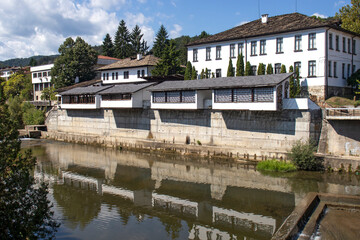 Panoramic view of center of town of Troyan, Bulgaria