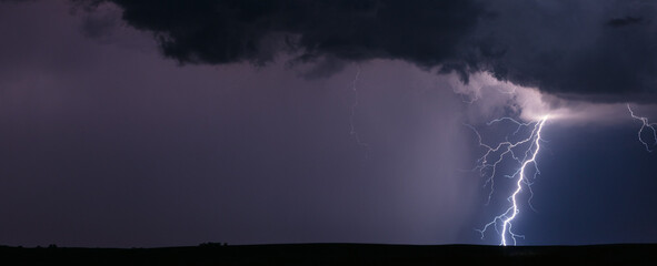 Weather background with lightning and copy space