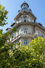 Typical street and buiding in city of Bucharest, Romania