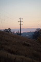 power lines at sunset