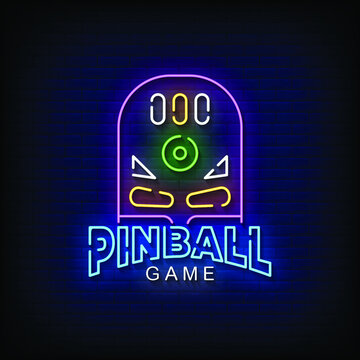 Pinball Game Neon Signs Style Text Vector