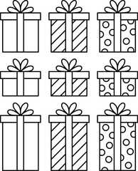 Gift Boxes / Presents Clipart set - Outlines