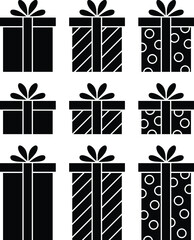 Gift Boxes / Presents Clipart set - Silhouette Stamp