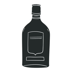 Bottle Liquor Icon Silhouette Illustration. Drinks Vector Graphic Pictogram Symbol Clip Art. Doodle Sketch Black Sign.