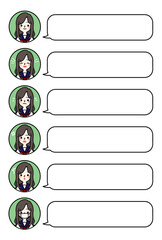 人物アイコン_女子高生表情セット_吹き出し