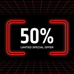 50 % off promotion sale banner, text 50 percent off
