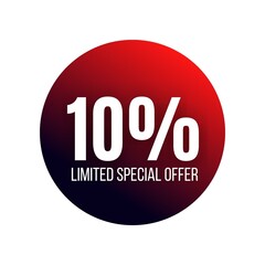 10 percent discount, Ten percent symbol discount, black balloon text 10 percent off