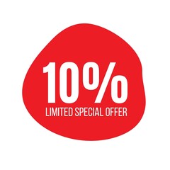 10 percent discount, 10 % off promotion sale banner, text 10 percent off, Ten percent symbol discount. 