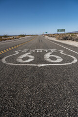 Low Angle of Route 66 Sign On The Road