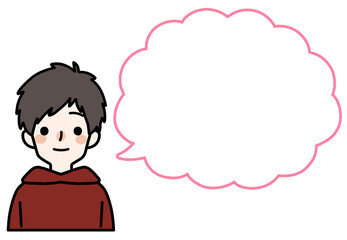 人物イラスト_かわいい私服の男の子_吹き出し