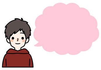 人物イラスト_かわいい私服の男の子_吹き出し
