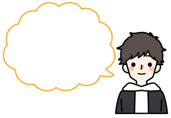 人物イラスト_かわいい私服の男の子_吹き出し
