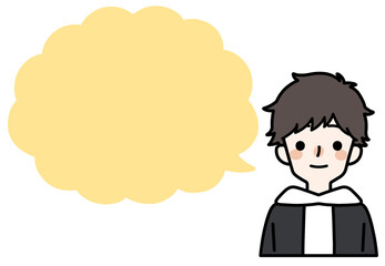 人物イラスト_かわいい私服の男の子_吹き出し