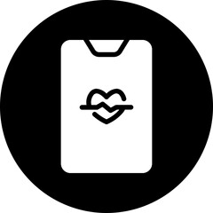 Smartphone heart glyph icon