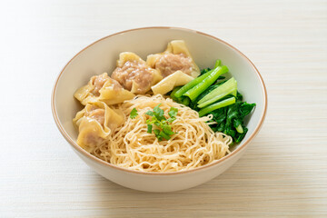 dried egg noodles with pork wonton or pork dumplings without soup