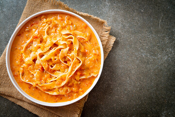 fettuccine pasta with creamy tomato sauce