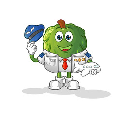 soursop pilot mascot. cartoon vector