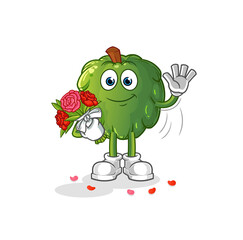 soursop with bouquet mascot. cartoon vector