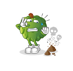 soursop with stinky waste illustration. character vector