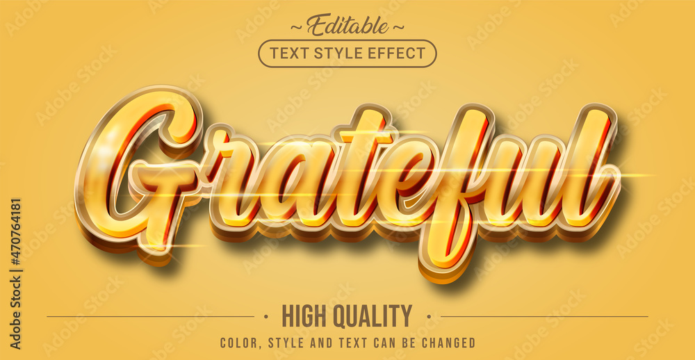 Poster Editable text style effect - Grateful text style theme.