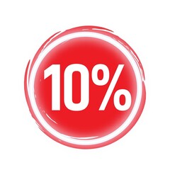 10 percent discount, Ten percent symbol discount. 10 % off promotion sale banner, red text 10 percent off
