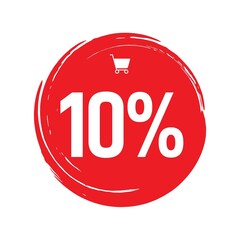 10 percent discount, Ten percent symbol discount 10% off