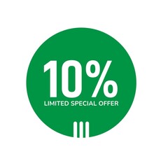 10 percent discount, ten percent symbol discount 10% off promotion sale