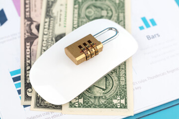 Fototapeta premium Mouse and password lock symbolize account security