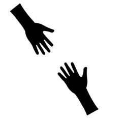 help icon on white background. hands sign. flat style.