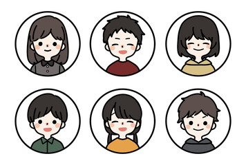 人物アイコンセット_子供_笑顔
