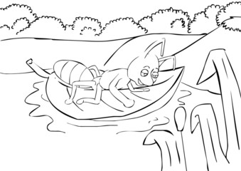 An Ant Reaching out a leaf in the river A Coloring Page. Ants are common insects, but they have some unique capabilities. More than 10,000 known ant species occur around the world. 