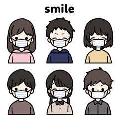人物イラストセット_子供_マスク