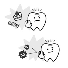 虫歯を防ぐ歯のシンプルで可愛いイラスト