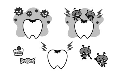 歯の虫歯に関するアイコンセット