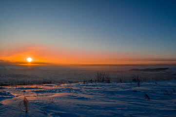 sunset over the winter