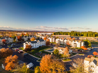Aerial view of the urban planning area with its houses and streets.