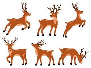Naklejka na ściany i meble Christmas Gold Deer Art Decoration. Gold Deer Christmas clip art collection
