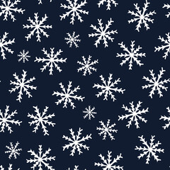 Naklejka na ściany i meble Seamless Pattern with Snowflakes on Dark Blue Background.