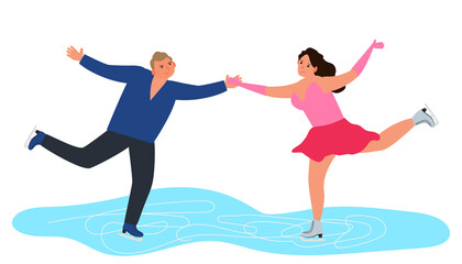 Fototapeta premium figure skating couple man and woman vector illustration