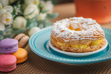 Puff pastry cake filled with French cream