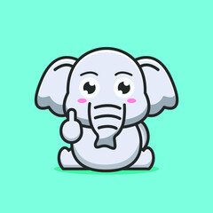 cute elephant showing middle finger expression emoticon