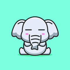 cute elephant with lazy expression and emoticon