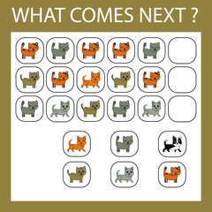 An educational activity for children - to make a logical chain of pets cats and dogs . Which animals is next?