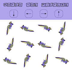 Training task of matching parrots with direction up, down, left and right.
