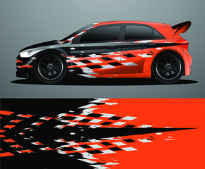 Obraz premium Rally car decal graphic wrap vector, abstract background