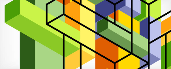 Abstract background. 3d cubes, cubic elements and blocks. Techno or business concept for wallpaper, banner, background, landing page