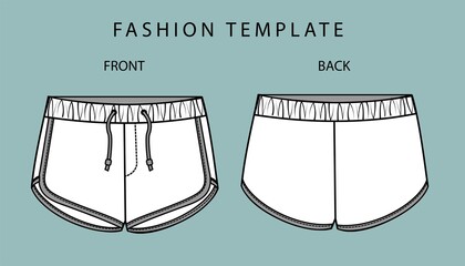 SHORT PANTS FLAT SKETCH TEMPLATE