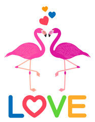フラミンゴ　カラフル　LOVE